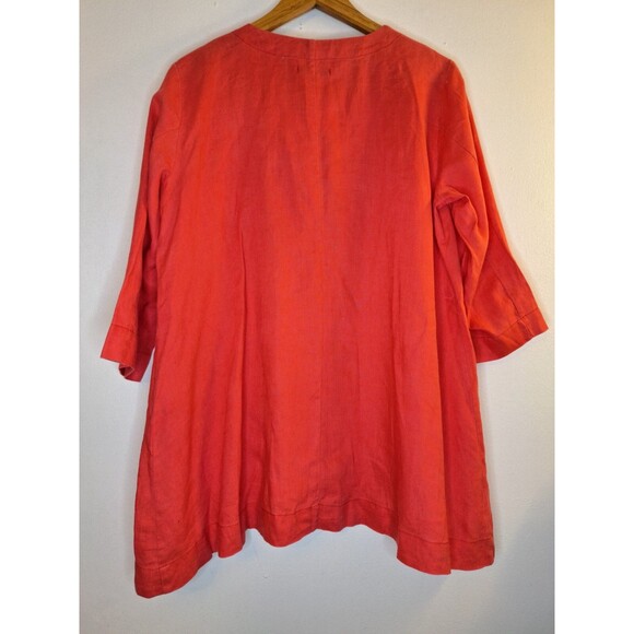 FOR CYNTHIA 100% Linen Button Up Top Women's M Pockets Lagenlook Beachy Resort - Picture 2 of 10